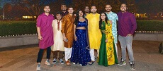 Students pose for a photo during the 2022 Diwali celebration on the Orange Grove.