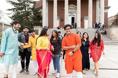 group of international students on campus