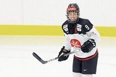 Akane Hosoyamada poses on ice