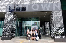 Bandier students gather outside of SM Town