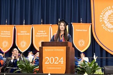 Yvonne Chen-Yih Kuo delivering commencement speech