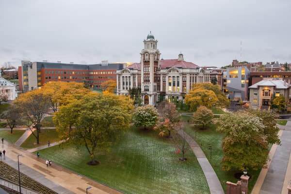 Campus view featuring Lyman Hall