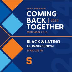 Coiming Back Together (CBT) Save the Date - blue and orange