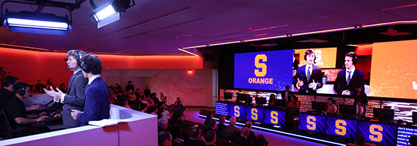 Two students carry out an esports production in the new Marley Education Center esports space