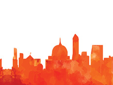 Washington D.C. City Skyline in orange