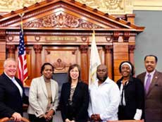 Professor of Practice Tracey Musarra Marchese with other panelists, including Professor and Chief Diversity and Inclusion Officer Keith Alford. The 2016 forum brought students together with community and political leaders, and other experts, to discuss the trauma associated with gun violence and measures that could address it.
