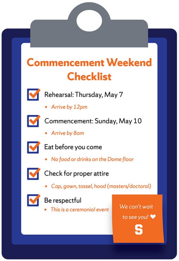 Checklist of reminders for 2026 graduates.