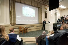 Egyptologist Mark Lehner presented the Phanstiel Lecture at Maxwell Auditorium