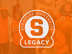 Syracuse University Legacy logo on an orange background.
