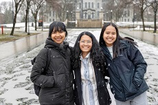 photos of Pisey Kim, Sythong Run and Sreynoch Van with snow background