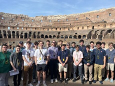 sport analytics students at the Colosseum in Rome