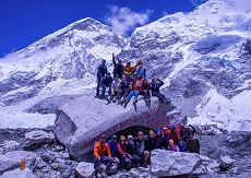 A group photo at the Mount Everest base camp